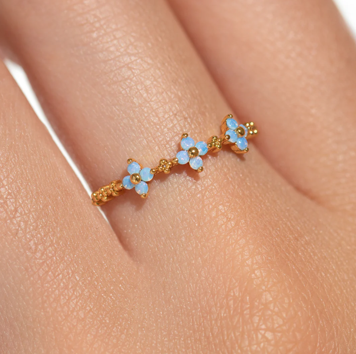 Blue Blossom Love Ring - Gold