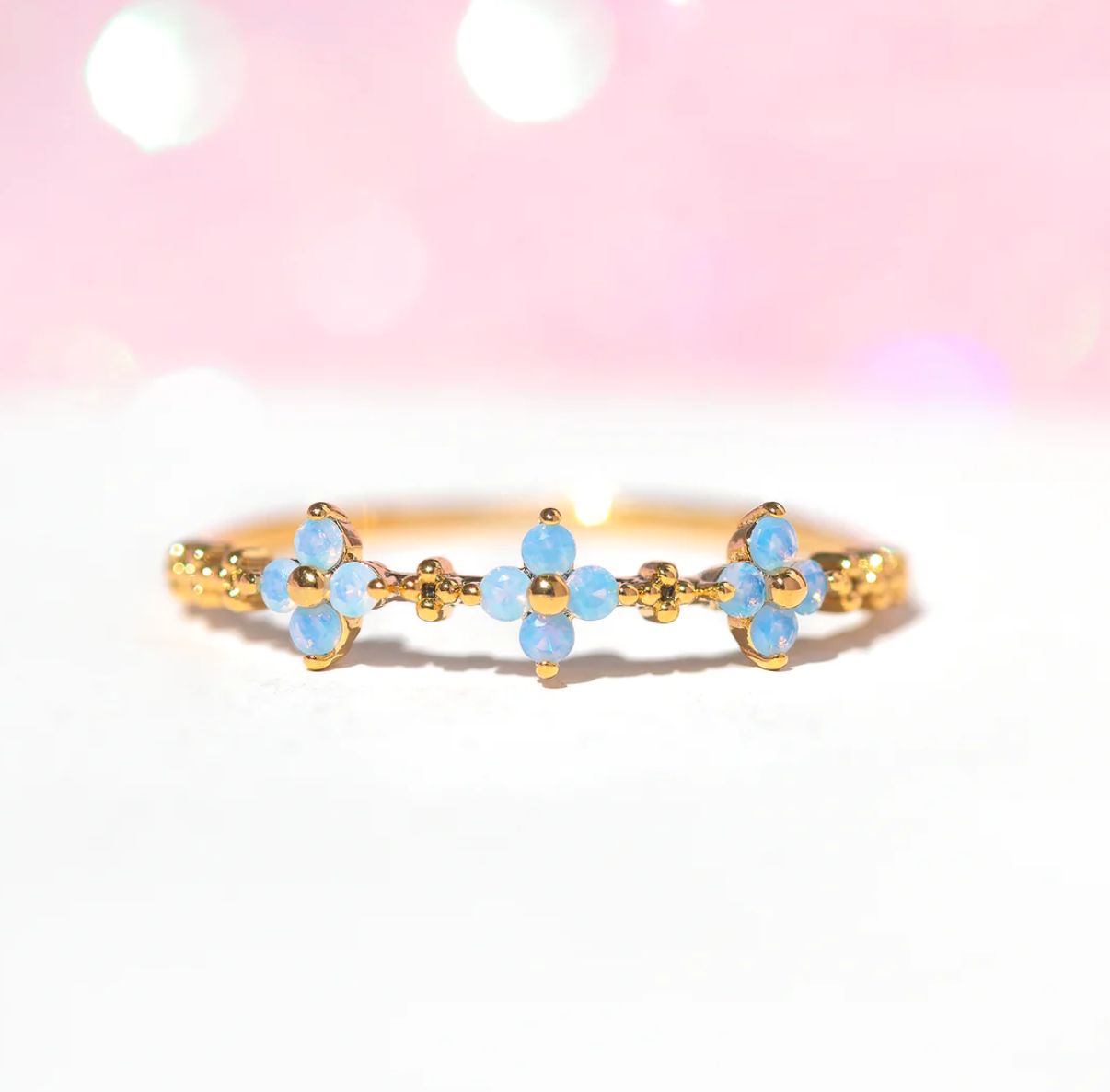 Blue Blossom Love Ring - Gold