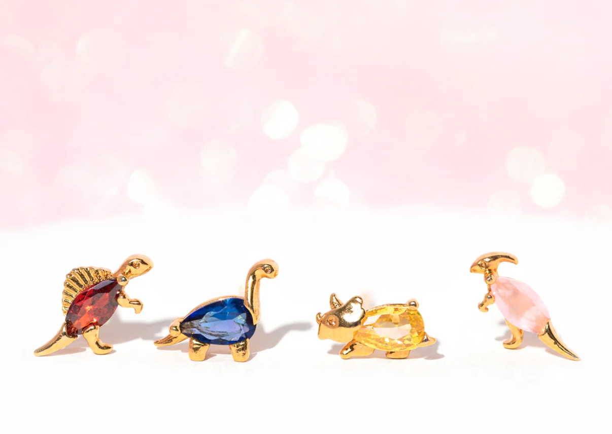 Dinosaur Dance Stud Set - Gold